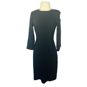 Burberry London US 6 / UK 8 / IT 40 Black Uniform Sheath Long Sleeve Dress NWT